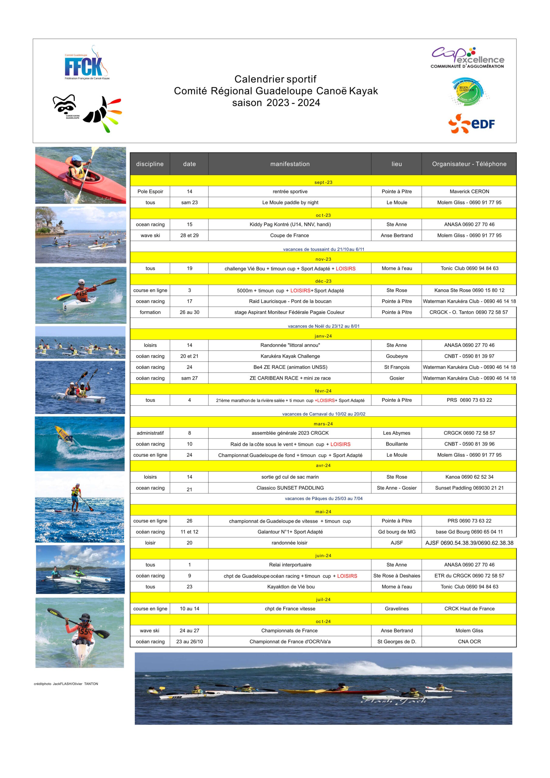 Calendrier CRGCK 2023-2024